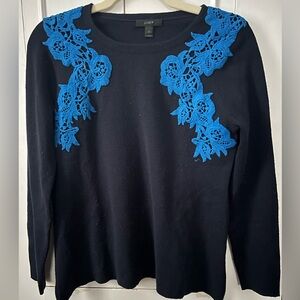 Navy J.Crew sweater with embroidery details